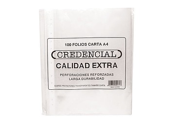 Folio Credencial A4 polipropileno transparente de 40 micrones, borde blanco. Multiples perforaciones 