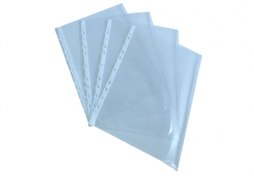 Folio Credencial Oficio polipropileno transparente de 80 micrones. Borde blanco. Multiples perforaciones  