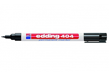 Marcador Edding 404 para cd y transparencias. tinta permanente y cuerpo metalico recargable. punta extra fina, se carateriza por su olor fuerte y su eficacia (opacidad y secado rápido). Punta 0.75 mm