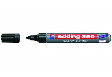 Marcador Edding 350 para pizarra blanca, punta redonda de 1.5 a 3mm, trazo ancho y uniforme, cuerpo de aluminio, recargable, tinta al alcohol. Doble punta para recambiar. 