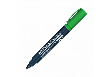 Marcador Faber Castell 52 de tinta permanente, punta redonda y capuchón con clip, para escribir sobre plástico, vidrio, metal, trazo uniforme, se caracteriza por su olor fuerte, opacidad y secado rápido