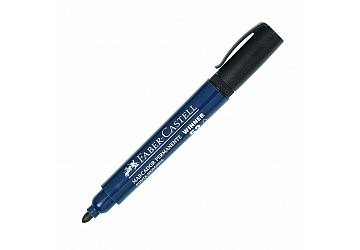 Marcador Faber Castell 52 de tinta permanente, punta redonda y capuchón con clip, para escribir sobre plástico, vidrio, metal, trazo uniforme, se caracteriza por su olor fuerte, opacidad y secado rápido