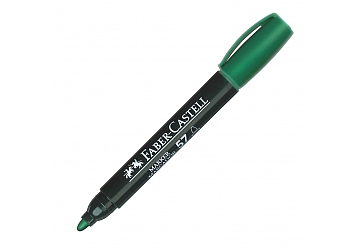 Marcador Faber Castell 57 al agua, punta redonda, trazo uniforme y capuchón con clip, para escribir sobre papel, cartón y madera, inodora, resistente a la luz y al agua, refuerza la intensudad de los colores