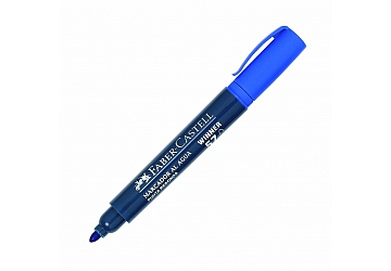 Marcador Faber Castell 57 al agua, punta redonda, trazo uniforme y capuchón con clip, para escribir sobre papel, cartón y madera, inodora, resistente a la luz y al agua, refuerza la intensudad de los colores