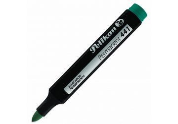 Marcador Pelikan 441 permanente punta redonda. Para escribir sobre casi todas las superficies. Capuchon ventilado. Tinta al solvente, resistente al agua y de secado rapido. 