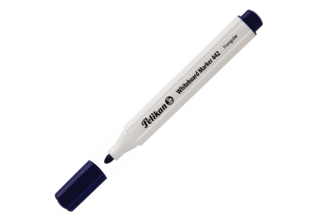 Marcador Pelikan 442 para pizarra blanca. Cuerpo redondo y ergonomico para una mejor y confortable sujecion. Punta biselada indeformable. Tinta de facil borrado que no mancha la superficie de la pizarra