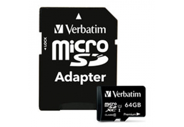 Memoria Micro SD Verbatim de 64 GB clase 10, incluye adaptador