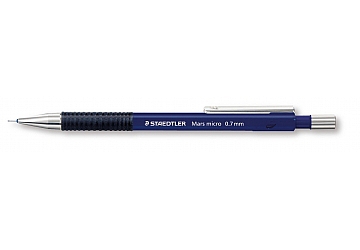 Portaminas Staedtler Mars Micro 775 para minas 0.7,  para escribir y dibujar, sistema mina continua, grip de goma, clip, punta y pulsador metálico, goma de borrar. Mina HB