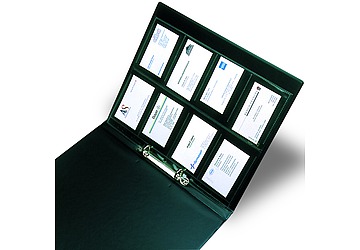 Repuesto porta tarjetas A4 para 16 tarjetas. Paquete x 10 folios de 110 micrones. Multiples perforaciones