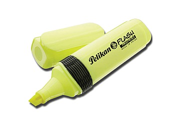 Resaltador Pelikan Flash. De tinta fluorescente para utilizar sobre papel y fotocopias. Punta biselada para 5 y 2 mm. Capuchon con clip y cuerpo con grip de goma para mejor agarre.