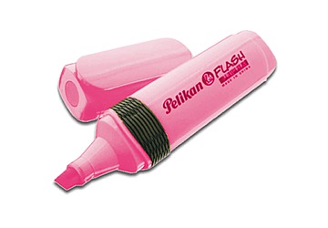 Resaltador Pelikan Flash. De tinta fluorescente para utilizar sobre papel y fotocopias. Punta biselada para 5 y 2 mm. Capuchon con clip y cuerpo con grip de goma para mejor agarre.