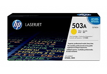 Toner HP Q7582A, compatible con LaserJet Color CP3505 (serie) / 3800 (serie), original, Color amarillo, rendimiento 6000 páginas