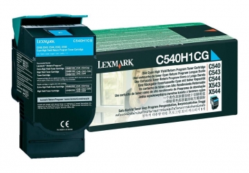 Toner Lexmark C540H1CG cyan, compatible con X544 (serie), X543dn, X546dtn, X548dte, x548de, C544 (serie), C543dn, C546dtn, C540n, C540dw, original, alto rendimiento. Aprox 2000 paginas